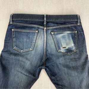 Uniqlo Slim Fit Straight Jeans Mens 34x34 Dark Stretch Denim Faded Wallet Pocket